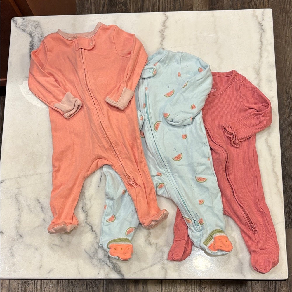 Okie Dokie Coral, Light Blue, and Pink Footies